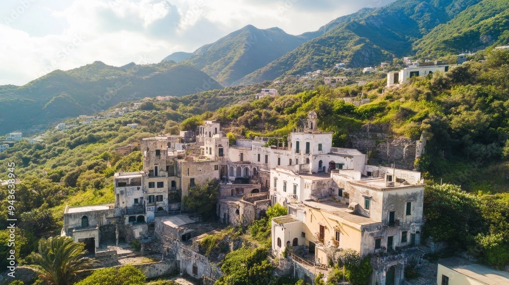 Buildings amidst Ischia's peaks Buildings amidst Ischia's peaks