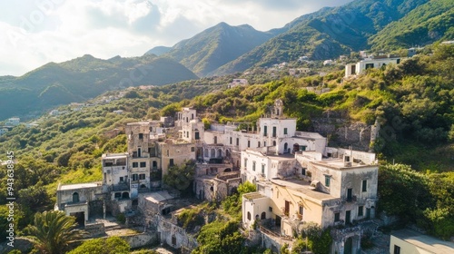 Buildings amidst Ischia's peaks