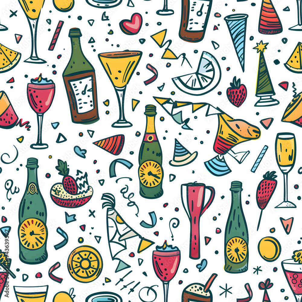 New Year and Christmas 2d cartoon or graphic advertising background, Seamless pattern New Year and Christmas 2d cartoon or graphic advertising background, Seamless pattern