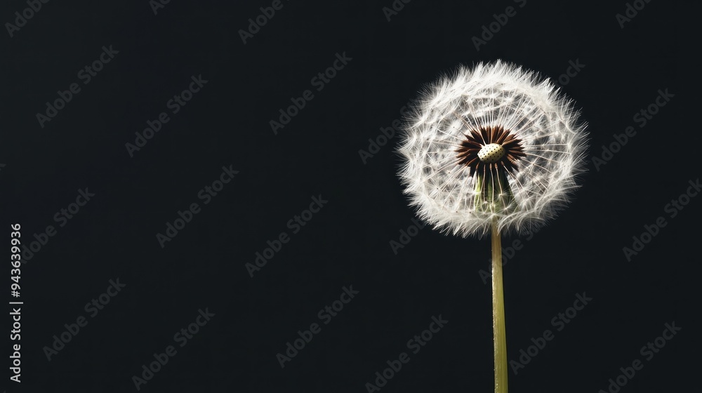 A Single Dandelion Against a Black Background A Single Dandelion Against a Black Background