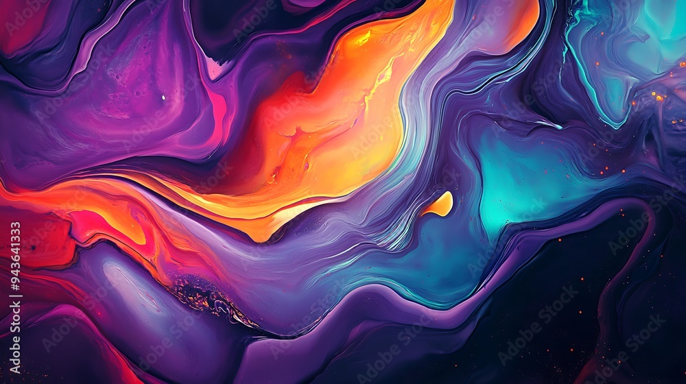 Fototapeta premium Abstract Swirling Colors in Purple, Orange and Blue