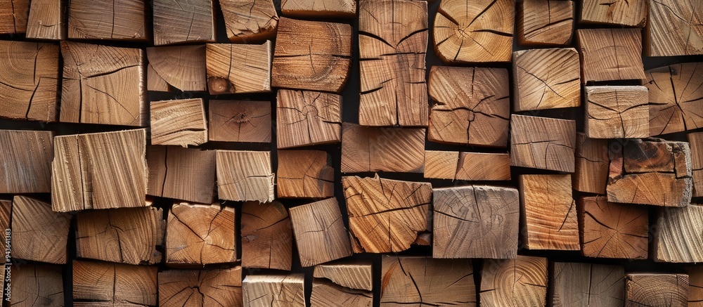 Wood blocks split lengthwise with copy space image Wood blocks split lengthwise with copy space image