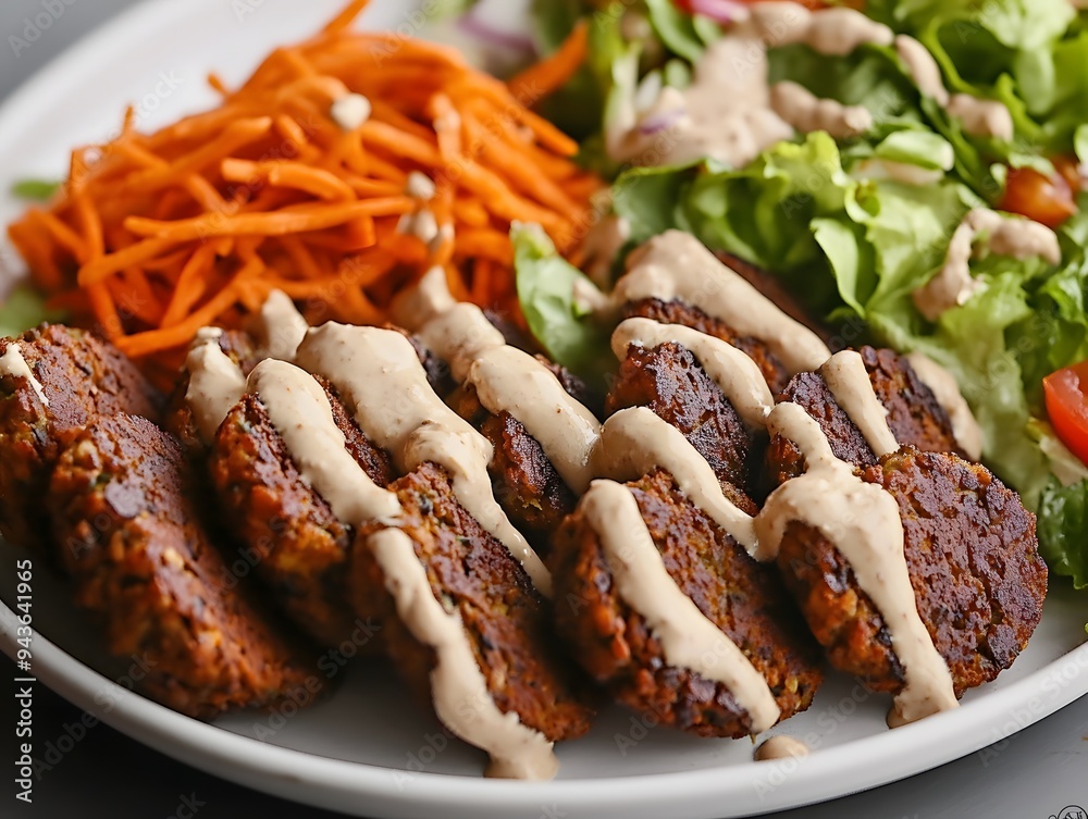 Delicious Falafel Salad with Creamy Dressing Delicious Falafel Salad with Creamy Dressing