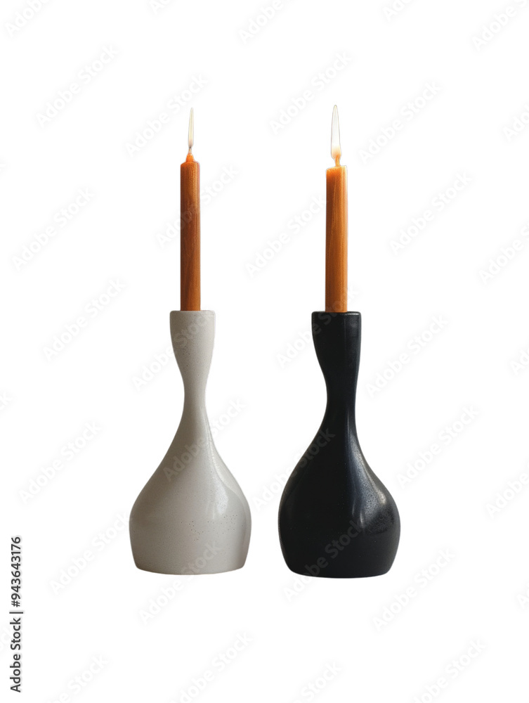 Modern Candlestick with candle on transparent background Modern Candlestick with candle on transparent background
