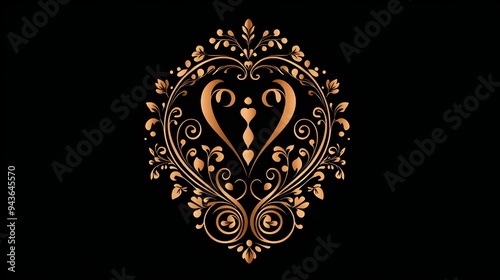 Elegant Ornamental Floral Flourish Design in Vintage Gold Baroque Style