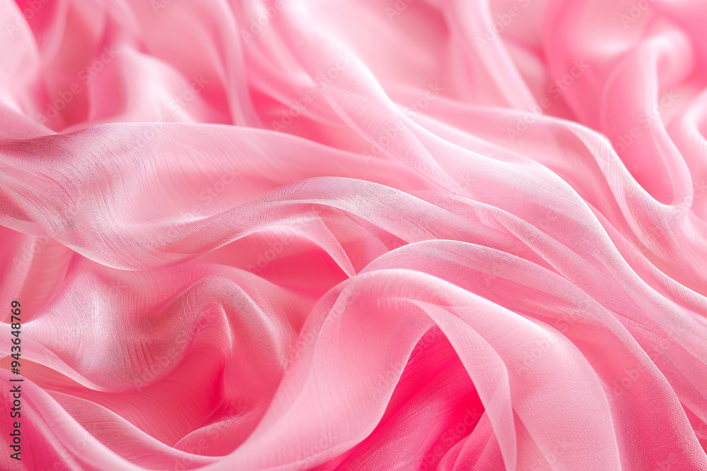 Obraz premium Soft pink fabric with delicate folds, showcasing its silky texture and graceful draping.