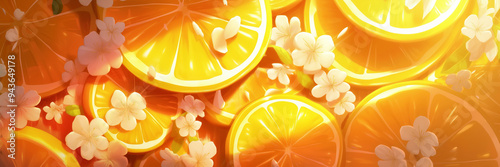 Lemon. Styled like an anime or game background. photo