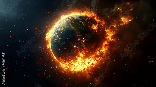 A fiery, blazing planet Ear...