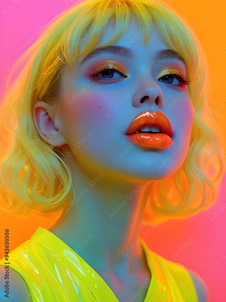 Fototapeta premium portrait of a girl with colorful makeup