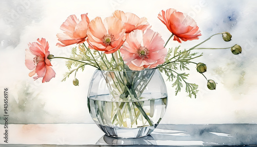bouquet of poppy in a vase