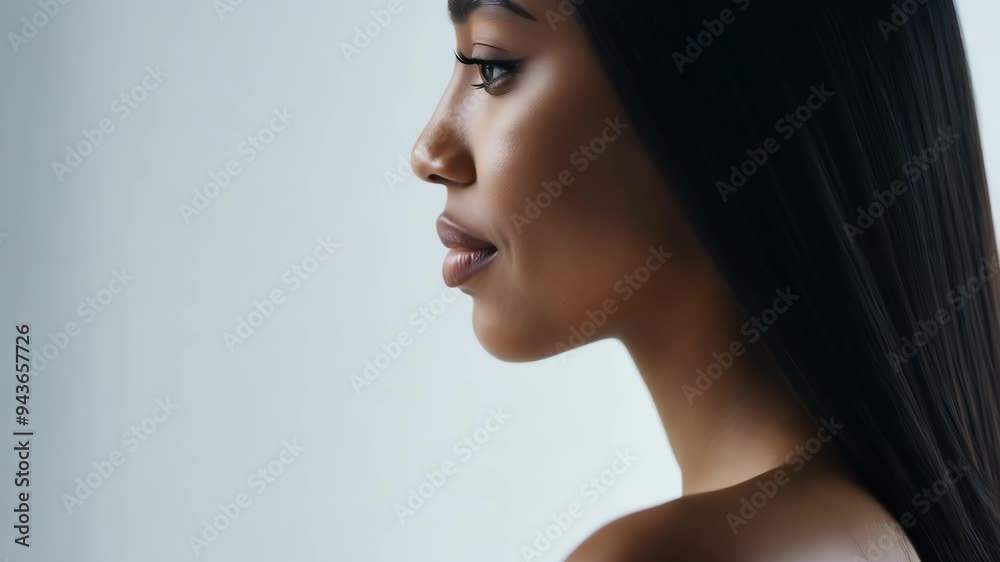 Woman in warm lighting with floral backdrop 4k video