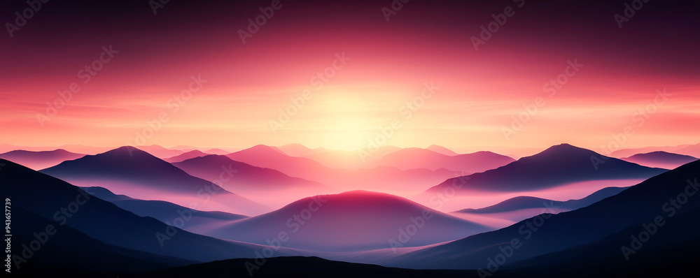 A stunning landscape featuring layers of mountains beneath a vibrant sunset, ideal for nature lovers and travel enthusiasts. A stunning landscape featuring layers of mountains beneath a vibrant sunset, ideal for nature lovers and travel enthusiasts.