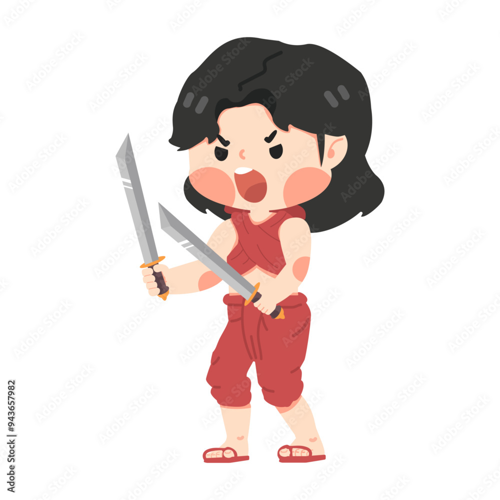 Thailand woman warrior man fighting with weapon Thailand woman warrior man fighting with weapon