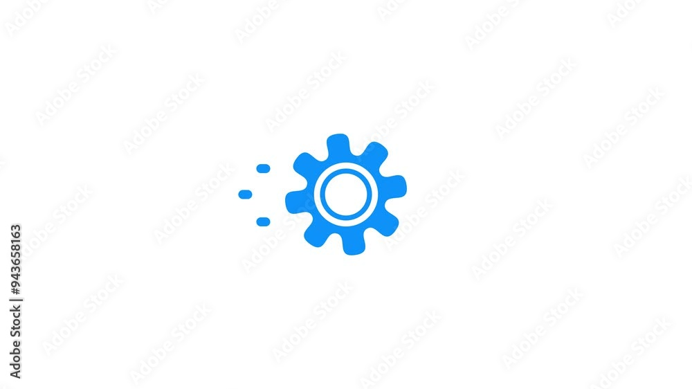 Animation of silhouette icon and moving gear. 