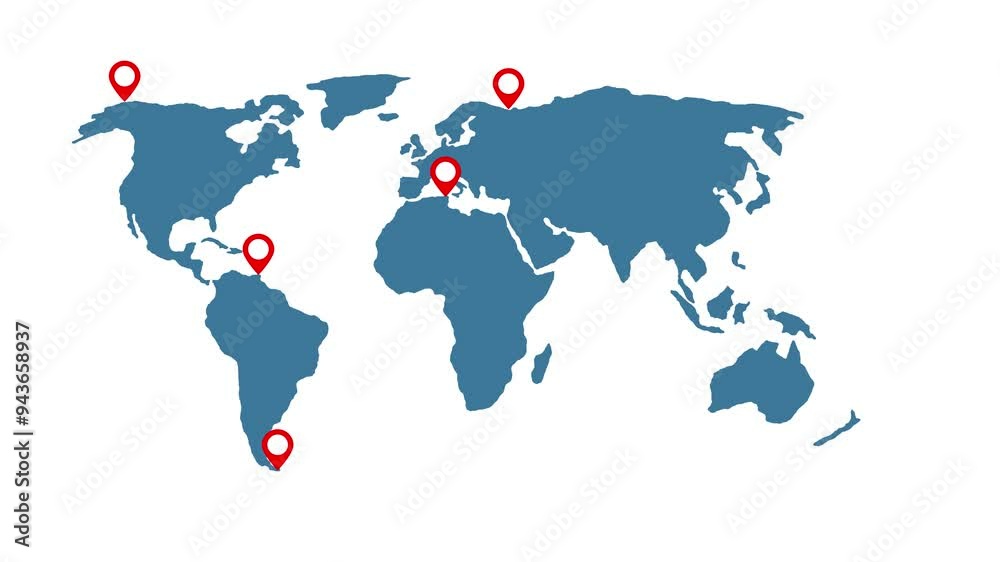 GPS map navigation icon animation. Location Pin Pointer on Background. World map and Location concept.