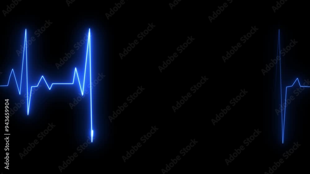 Glowing neon heartbeat pulse line animation. Neon heartbeat monitor ekg line animation.  Medical laboratory concept.