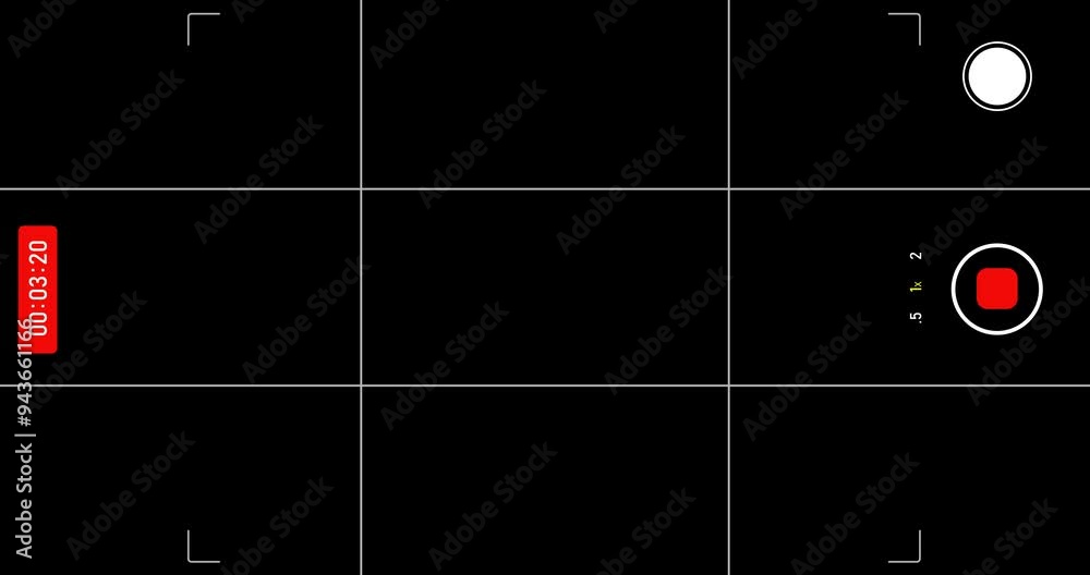 Smartphone video camera frame grid, recording overlay frame with timecode counter, vertical camera streaming recorder, footage