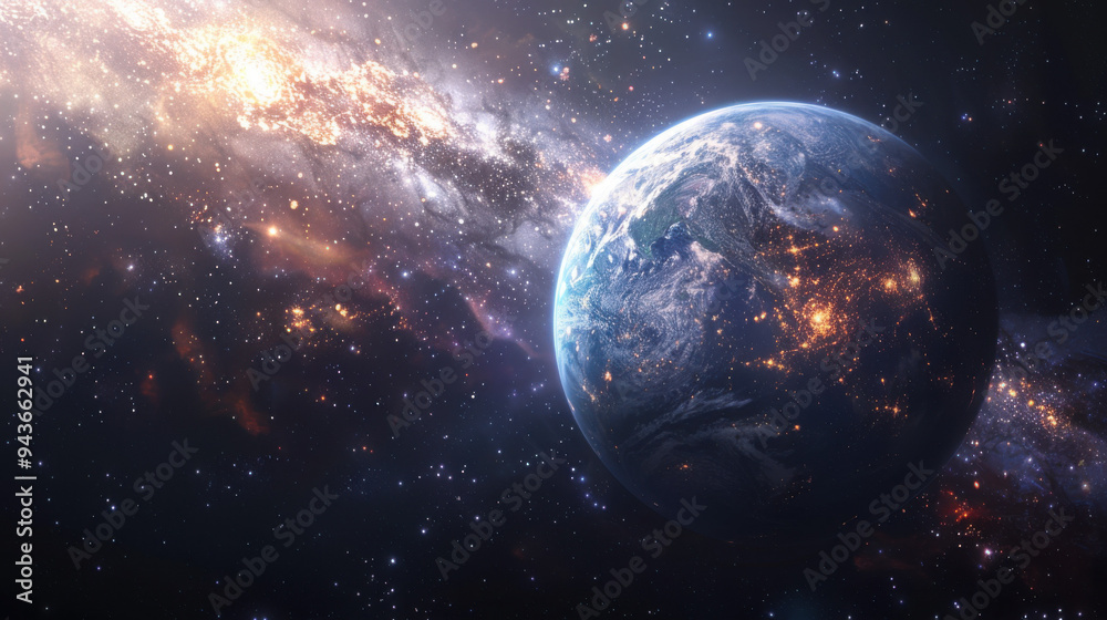 Obraz premium Galaxy with different planet, 135mm Canon lens