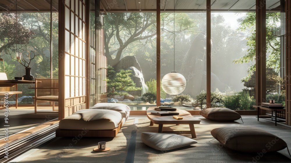 Discuss the importance of creating a strong connection with nature in Japandi interior design