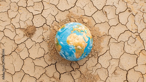 Climate Change Concept: Earth on Dry Soil with Copyspace