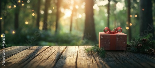 Gift box on wood with a for...