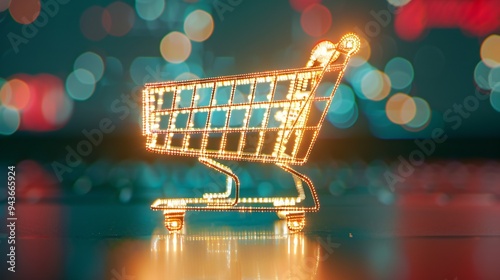 E-commerce Concept with Shopping Cart, Copyspace