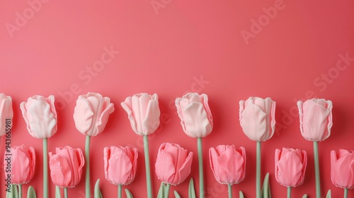 Plastic Tulips in Pink with Large Copyspace, Symbolizing Genetic Manipulation