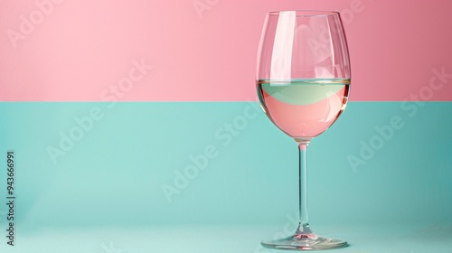 Wine Glass on Pastel Background