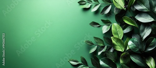 Green foliage on a green ba...