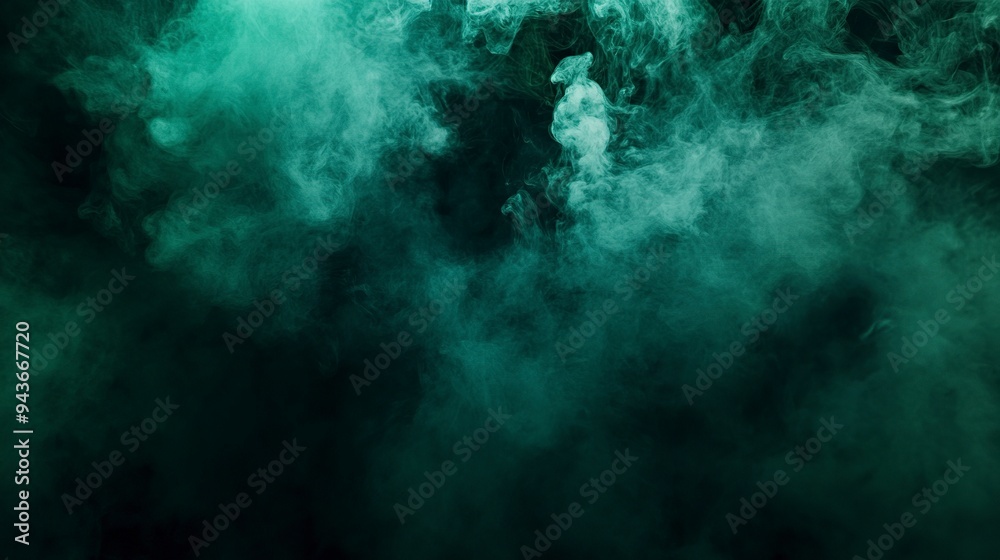 Obraz premium Real green smoke exploding outwards with empty center.Dramatic smoke or fog effect for spooky Halloween background.Fog or smoke,generative ai