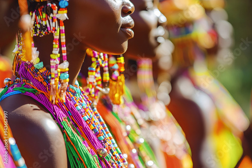 Traditional festival with colorful costumes in Africa
 photo