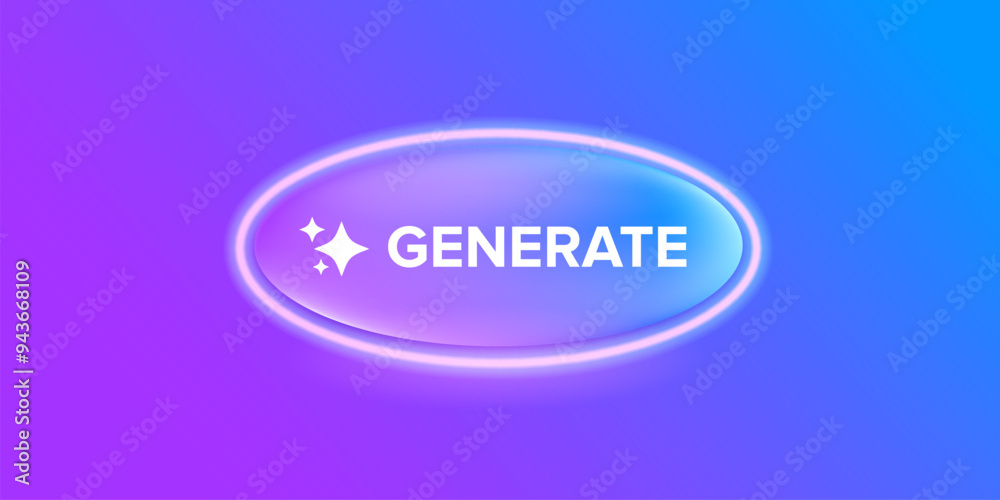 AI generated ultraviolet neon button for artificial intelligence generate app vector design. Artificial intelligence generate button for web application and AI generation online tool UI AI generated ultraviolet neon button for artificial intelligence generate app vector design. Artificial intelligence generate button for web application and AI generation online tool UI