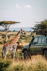 Safari with wild animals in the savannah
