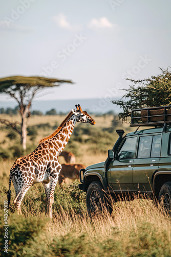 Safari with wild animals in the savannah
 photo