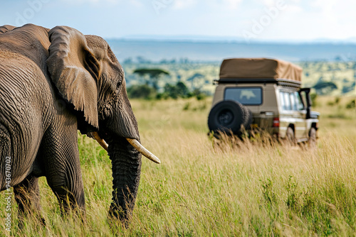 Safari with wild animals in the savannah
 photo