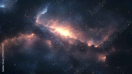 A glowing nebula with brigh...