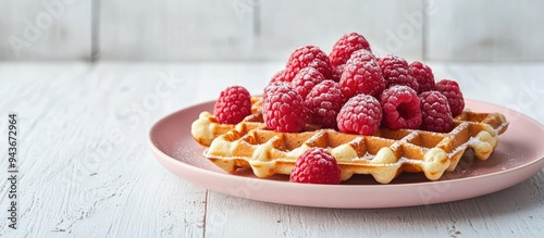 Belgian waffle topped with ...