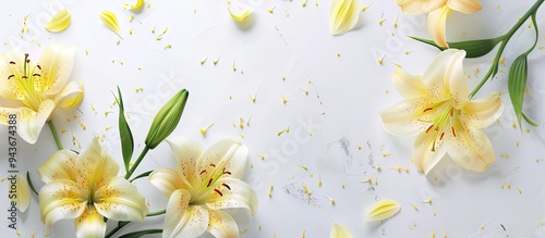Lovely yellow lilies on a w...