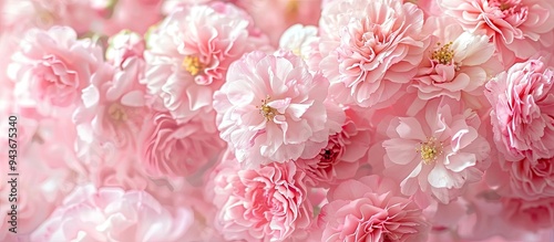 Pink Spring Blooms on a White Background. with copy space image. Place for adding text or design