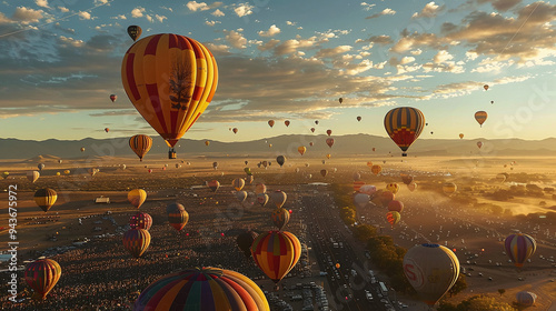 At the Albuquerque International Balloon Fiesta, hundreds of hot air balloons soar overhead. photo