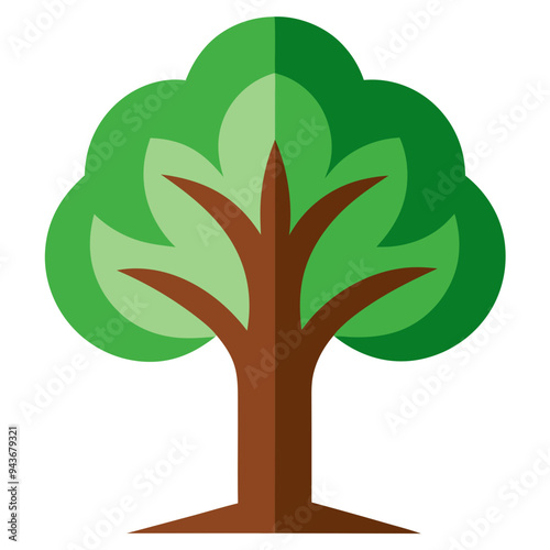 Green and Brown Tree Icon, Nature and Ecology Symbol.