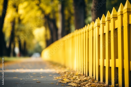 Vibrant yellow fence sections for stylish outdoor fencing that enhances any property   s appeal. photo