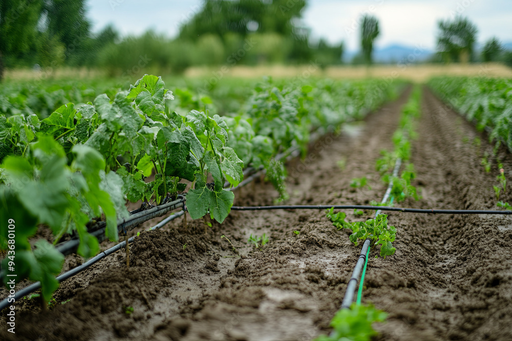 Drip irrigation system in a farm field
Drip irrigation system in a farm field