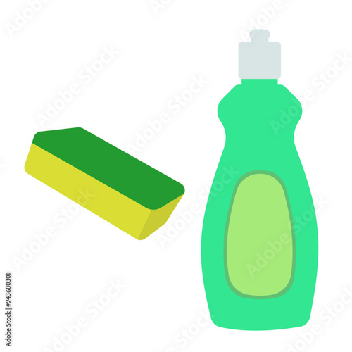 洗剤とスポンジのイラスト