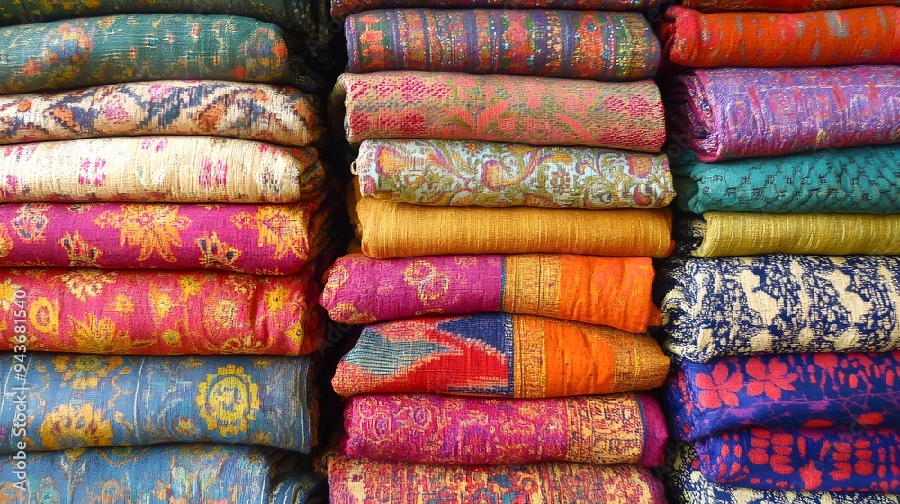 Intricate patterns of handmade textiles from India with rich textures and vibrant colors Intricate patterns of handmade textiles from India with rich textures and vibrant colors