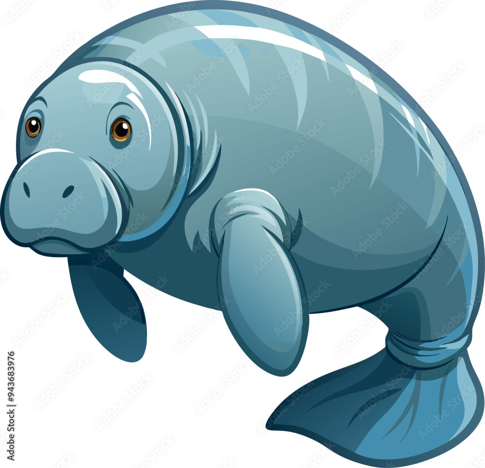 Cute manatee swimming peacefully in blue water- Cute manatee swimming peacefully in blue water-
