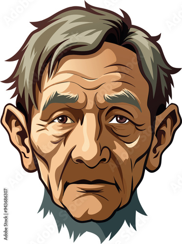 Senior man with white beard and grey hair looking forward-