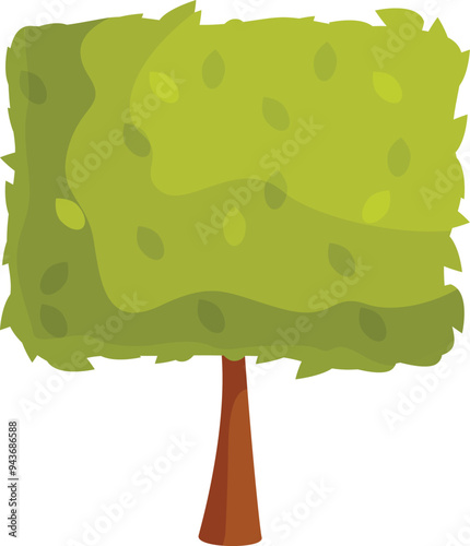 Square shaped green tree growing with lush foliage, nature and botany element for landscaping design