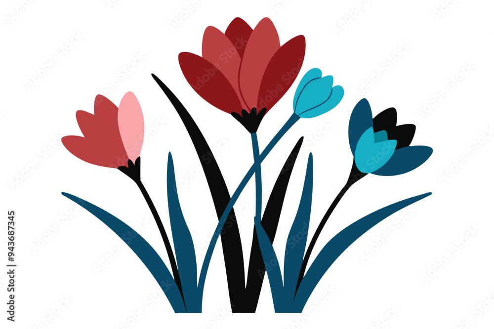 Spring Bloom Illustration: Crocuses and Hyacinths in a Light, Airy Style Spring Bloom Illustration: Crocuses and Hyacinths in a Light, Airy Style