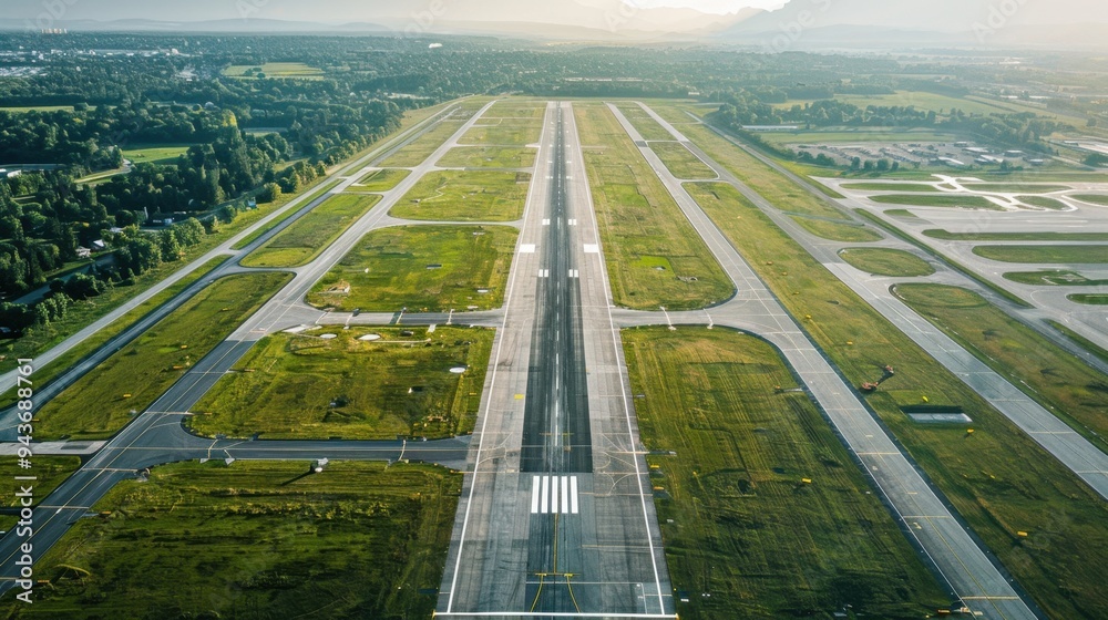 Aerial view of an airport runway being extended, showing the scale of civil engineering in aviation infrastructure Aerial view of an airport runway being extended, showing the scale of civil engineering in aviation infrastructure